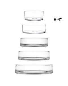 Wide Clear Glass Cylinder Vase H-4" with Multiple Widths-Pack of 4