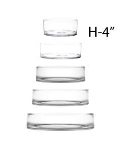 Wide Clear Glass Cylinder Vase H-4" D- 8", 10", 12", 14" and 16". Pack of 4 pcs