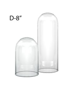 8" Wide Glass Display Dome Cloche Bell Jar (Pack of 2) (2 Size Options)