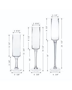 long stem glass pedestal candle holder 24, 20, 16 inches