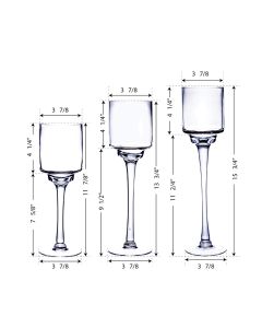 glass pedestal long stem candle holder for pillar and floating candles