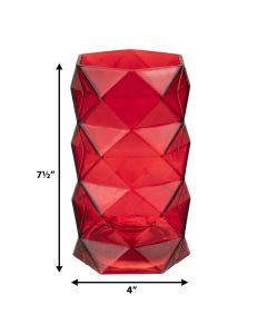 red geometric glass vases
