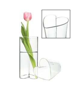 H-5.5" W-2.5" Glass Heart-Shaped Bud Vase (Multiple Packing)
