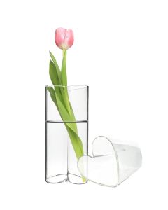 H-5.5" W-2.5" Glass Heart-Shaped Bud Vase (Pack of 72)