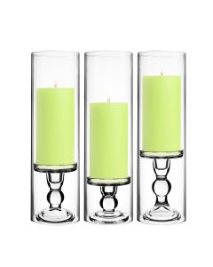 Glass Candle Holder H-3.75", 4.5", 5.5" with  Over Fitment Chimney Sleeves, Pack of 12 Sets (24 pcs)