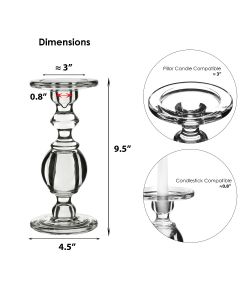 glass candle holder for pillar and taper candles