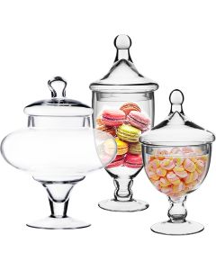 glass apothecary candy buffet jars set of 3