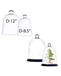 Glass Cloche Dome Terrarium Bell Jar w/ Black Wood Base Option (Multiple Size Options), Pack of 2 pcs 