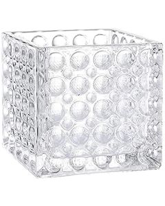 Glass Cube Vase H-6" Open 6" x 6"  with Dimple Effect (Multiple Packing)