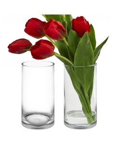 Glass Cylinder Vases Set of 3, H-10", 14", 18" D-5", Pack of 6 Sets 