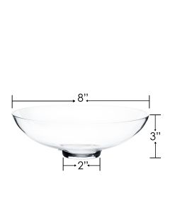 Glass Footed Fruit Bowl. H-3" D-8" Pedestal Compote Vase (Multiple Packing)