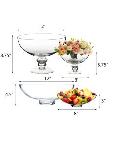 2 pcs Glass Compote Bowl. H-4.5"/6"/8"/8.5" (Multiple Packing)