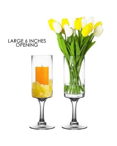glass pillar 6 inches large opening candle holder