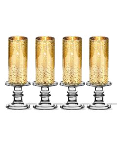 Glass Pillar Candle Holder H-4.5" with 10" x 4" Gold Flecked Chimney Tubes,