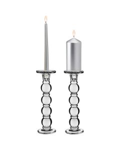 Pillar & Taper Candle Holders. H-11.5" D-3.5" Bubble Glass Candlesticks