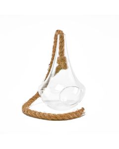 glass hanging teardrop plant terrarium with rope