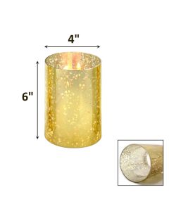 Open End Hurricane H-6" D-3" Gold Flecked Candle Lamp Shade Cover