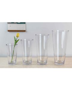 Tapered Cylinder Vase, Height: 5",8'', 10'', 12'', 13.75''  12 pcs per case