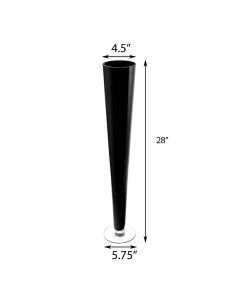 Black Glass Trumpet Vase H-28" Wedding Centerpiece, Pack of 6 pcs