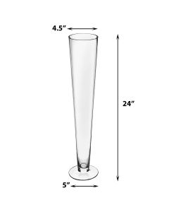 Clear Glass Trumpet Vases 24 inch 