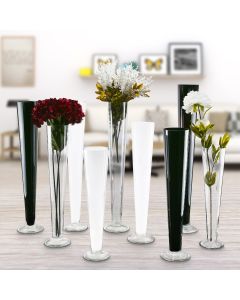 24" Tall Glass Trumpet Vase Pack of 6 pcs (Multiple Color Options)