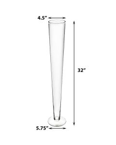 Clear Glass Trumpet Vase 32 inch Wholesale Pack