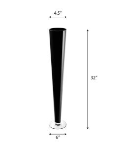 Black Glass Trumpet Vase 32 inch Wholesale Pack