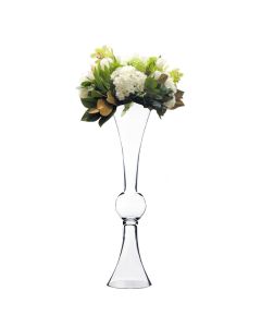 Reversible Glass Trumpet Clarinet Vase Pack of 4, H-24" x 6", 30" x 7.75" and 36" x 9"