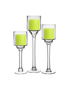 glass pedestal long stem candle holder for pillar and floating candles