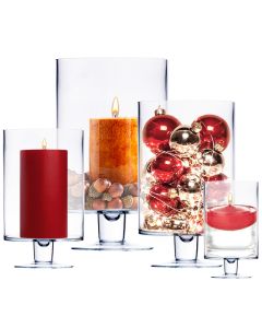 Glass Pedestal London Hurricane Candle Holders