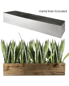 very long rectangle 40 and 32 inches wood planter indoor and outdoor