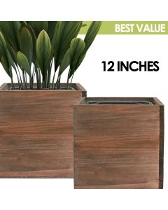 12 inch wooden planter box with zinc liner wholesale pack