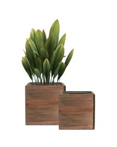6 in 8 in 10 in 12 in cube wooden planter box set with zinc liner combination