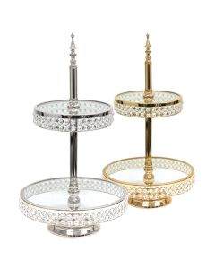 silver gold crystal cake stand