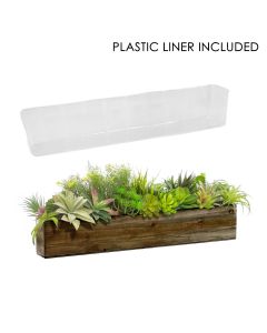 Wood Rectangle Planter Box w/ plastic Liner Natural