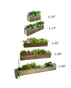 H-4" Wood Rectangular Planter Box w/ Plastic Liner and Multiple Lengths Pack of 6 Pcs