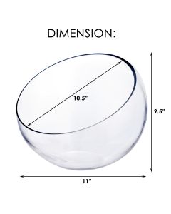 4 pcs Glass Slant Cut Bowl. H-11" D-12" Tilted Bowl Terrarium
