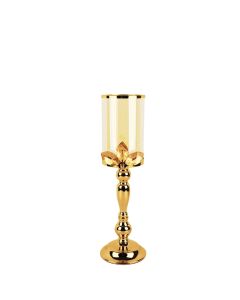 Long Stem Gold Candle Holder. H-16.5" Open D-4" 