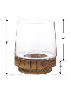 glass terrarium vase with removable wood base