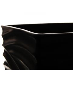 Porcelain Wavy Cube Vase Black H-5.25"
