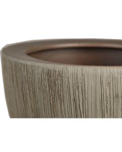 Ceramic Planter Pot Satin Brown H-7" 