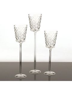 Stem Glass Clear Candle Holder Set of 3