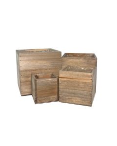 Wood Planter Cube Box w/ Plastic Liner Size-3", 4", 5", 6"