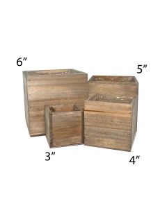 Wood Planter Cube Box w/ Plastic Liner H-3",4",5",6"(Multiple Packing)