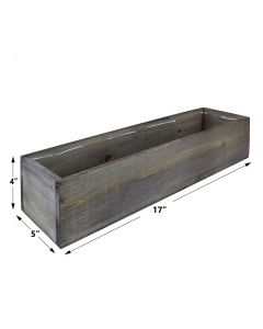 Rectangle Planter H-4" Open-17" x 5" Wood Box w/ Plastic Liner (4 Color Options)