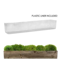 Wood Rectangle Unfinished Planter Box w/ Plastic Liner H-4" Open-34" x 5"