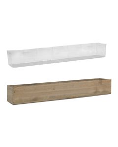 Wood Rectangle Unfinished Planter Box w/ Plastic Liner H-4" Open-34" x 5" (Multiple Packing)