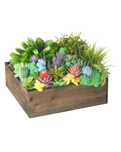 square wood planter box with zinc liner