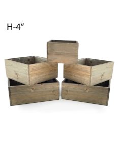 4" Tall Wood Planter Square Box w/ Plastic or Metal Liner Opening-6", 8", 10", 12" Pack of 6 Pcs 