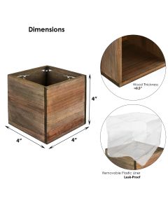 4 inches wood cube planters-spring